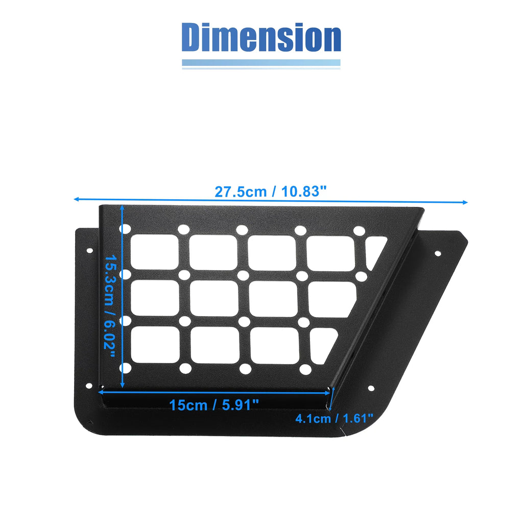 1Pair Rear Door Net Pocket Storage Box Organizer Tray for Ford Bronco 2021 Metal Black