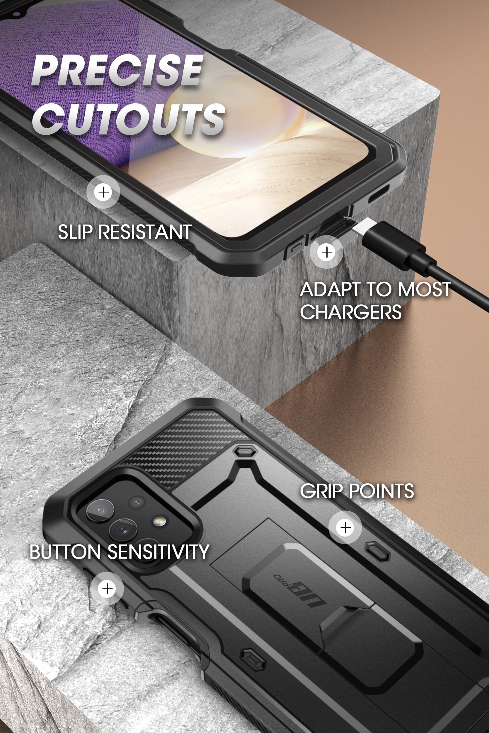 SUPCASE Unicorn Beetle Pro Series Case Designed for Samsung Galaxy A32 5G [Not Fit 4G Version], Full-Body Rugged Holster & Kickstand Case with Built-in Screen Protector (Black)