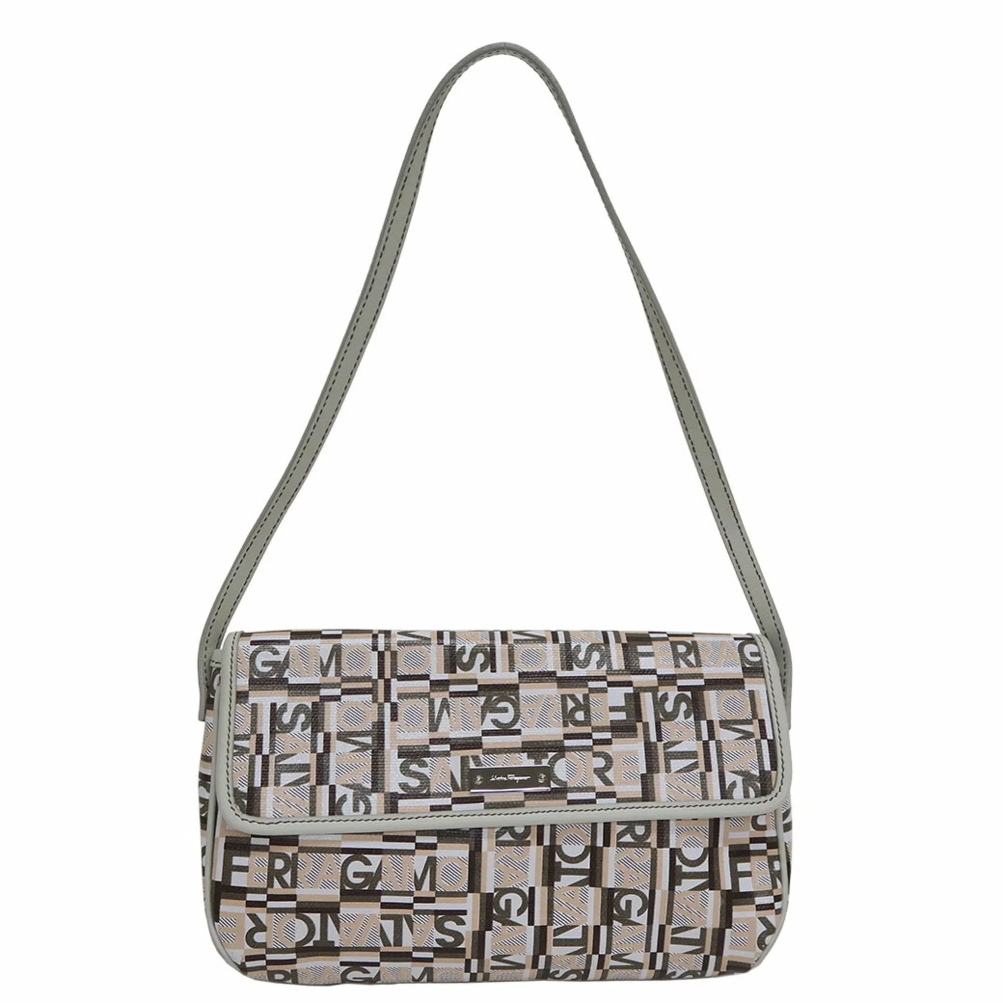 Pre-Owned Salvatore Ferragamo PVC,Leather Shoulder Bag Beige (Good)