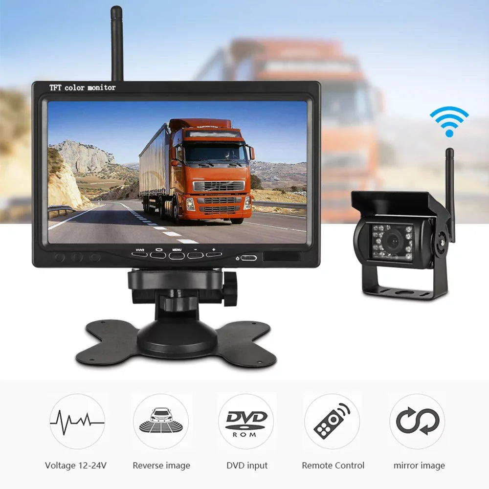 Willstar 7 Inch Car Monitor Car Monitor Wireless Parking Assist Lcd Display Truck Rear Camera Truck Engineering Vehicle Visualizer Car Navigation Front Rear Monitor Night Vision Function