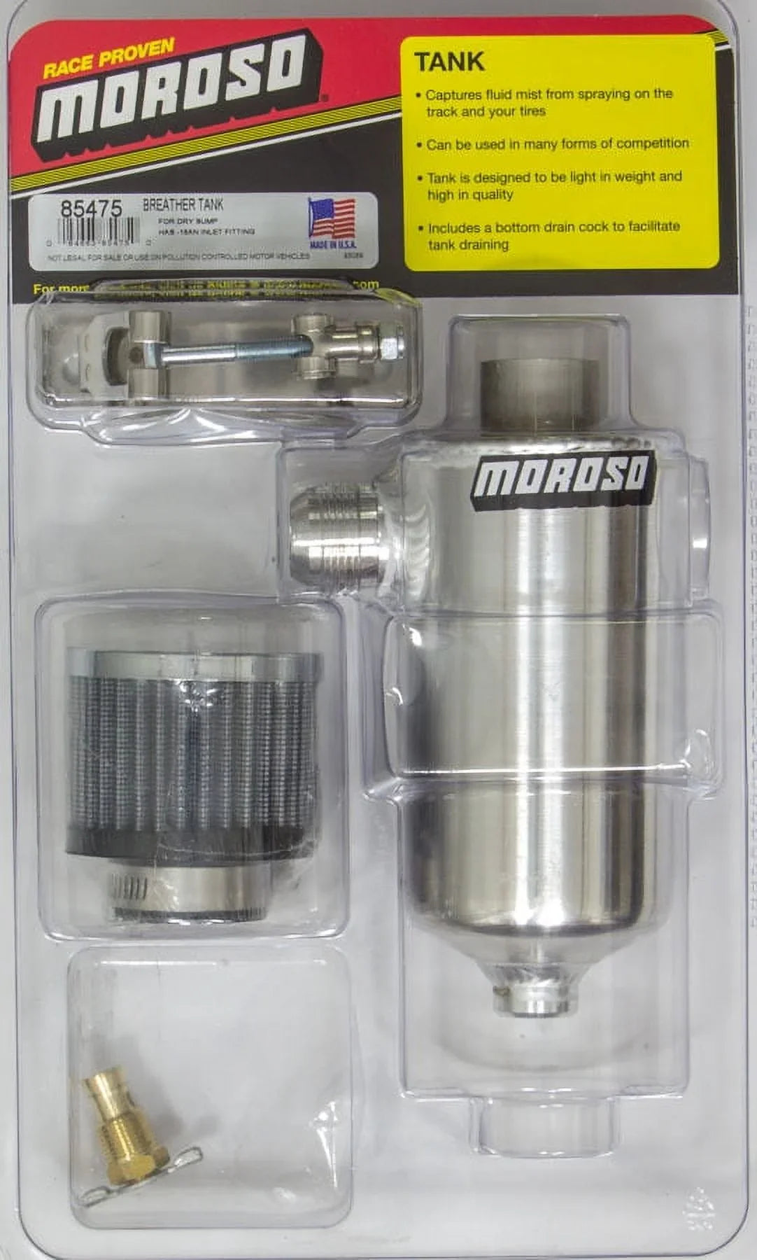 Moroso 85475 Dry Sump Breather Tank -16 AN Inlet