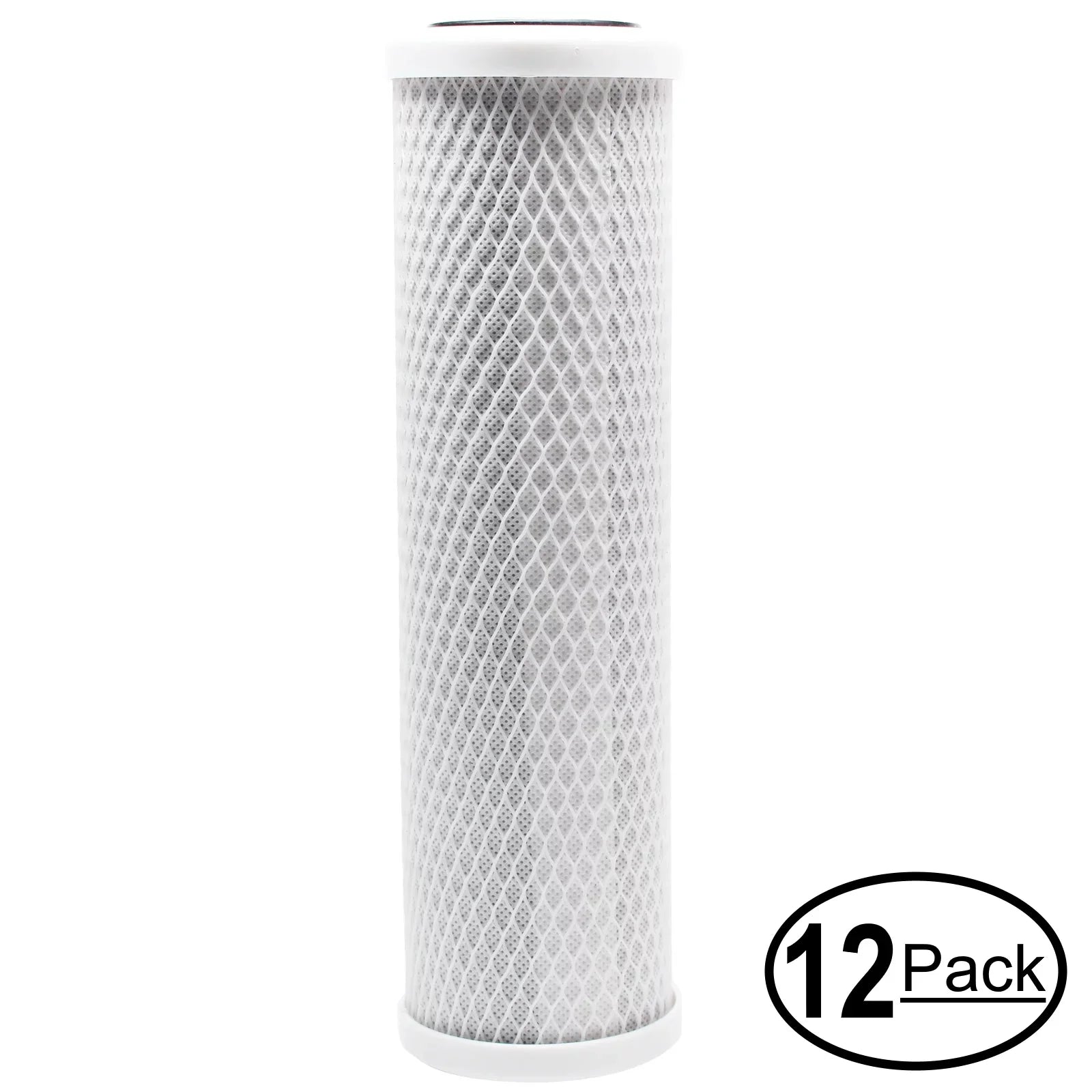 12-Pack Replacement for H2O Distributors H2O-RUS-100-I Activated Carbon Block Filter - Universal 10 inch Filter for H2O Distributors H2O Inline Single Housing Under Sink Filter - Denali Pure Brand