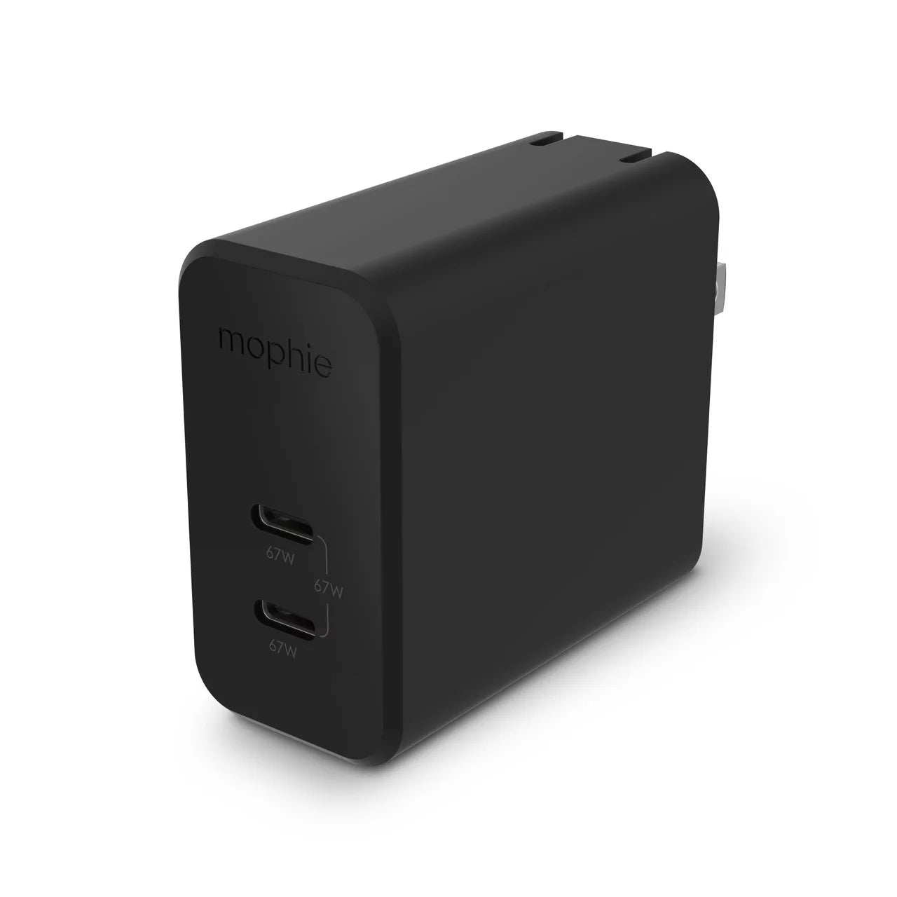 mophie USB C Charger GaN 67W, 3-Port Fast Compact Foldable Wall Charger for MacBook Pro/Air, iPad Pro, Galaxy S22/S21, HP Spectre, Note20/10+, iPhone 14/13/12 Pro, Pixel, and More - Black