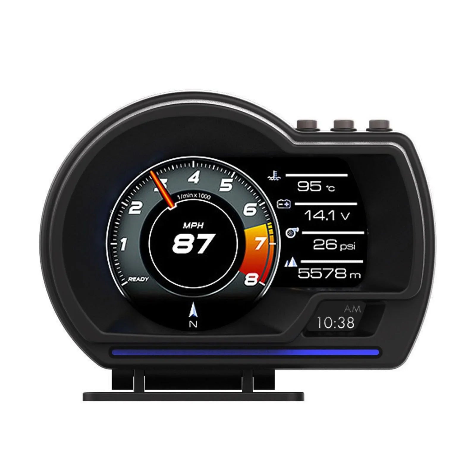 Car HUD Display, OBDⅡ+GPS Smart Gauge High Definition Speedometer Car Diagnostic Tool OBD Fault Code Elimination Safe Driving Computer Overspeed Fault Alarm for All Vehicles