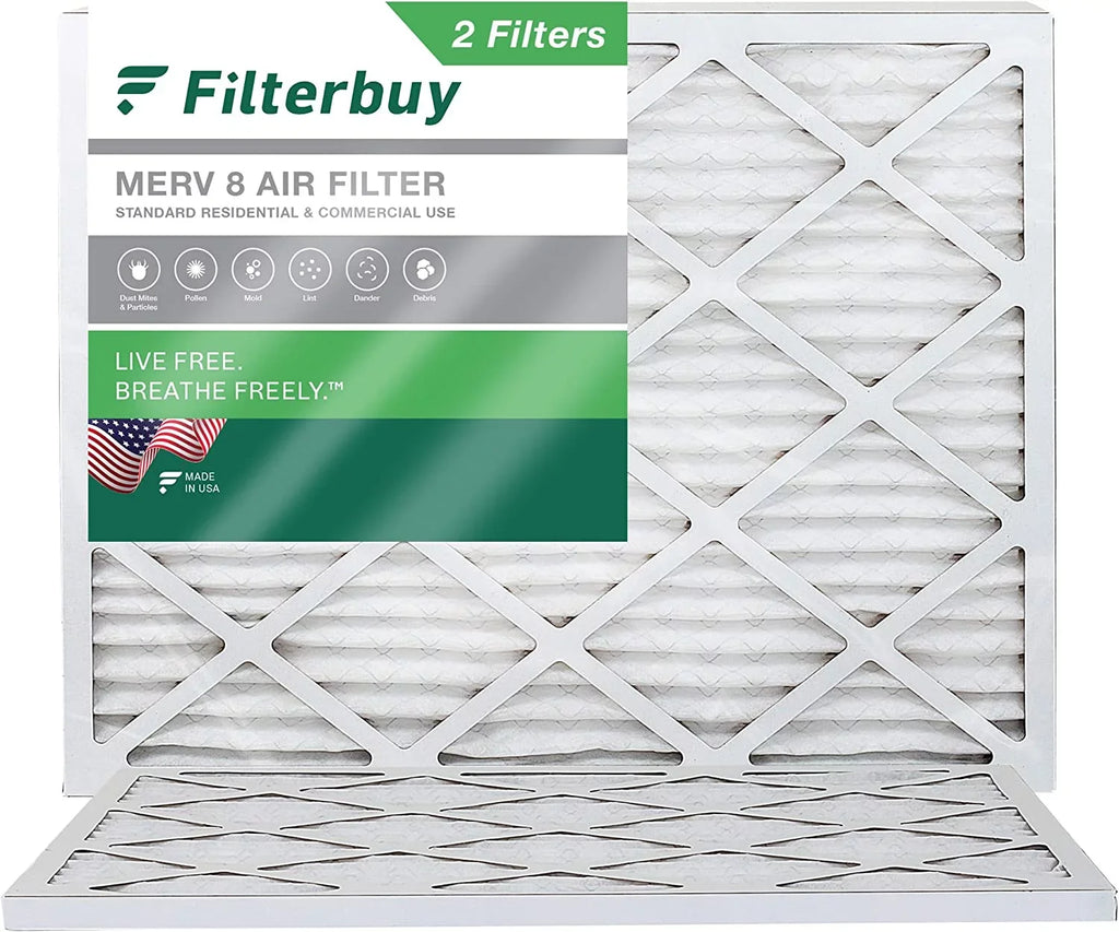 Filterbuy 16.5x21x1 MERV 8 Pleated HVAC AC Furnace Air Filters (2-Pack)
