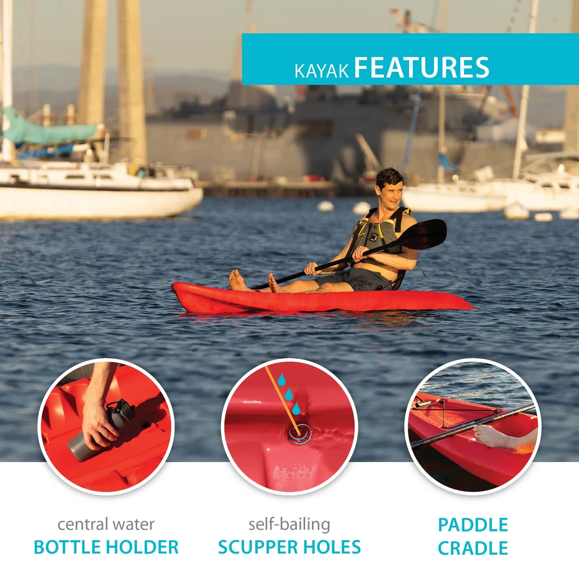 Lifetime Hydros 101 Kayak, Fire Red (91234)