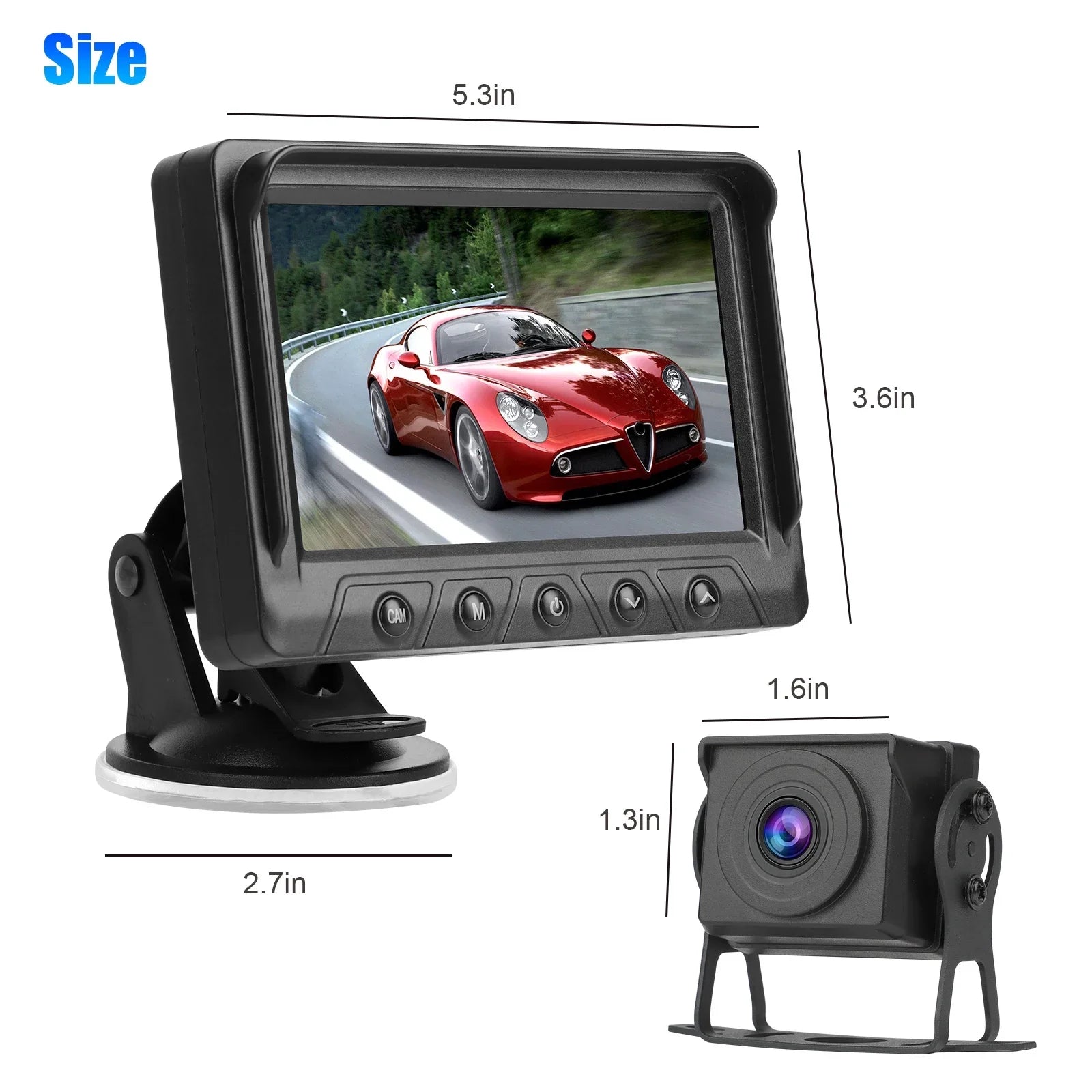 Backup Camera Monitor Kit, TSV 1080P Rear View Monitor Reverse Camera Kit with Night Vision, Waterproof