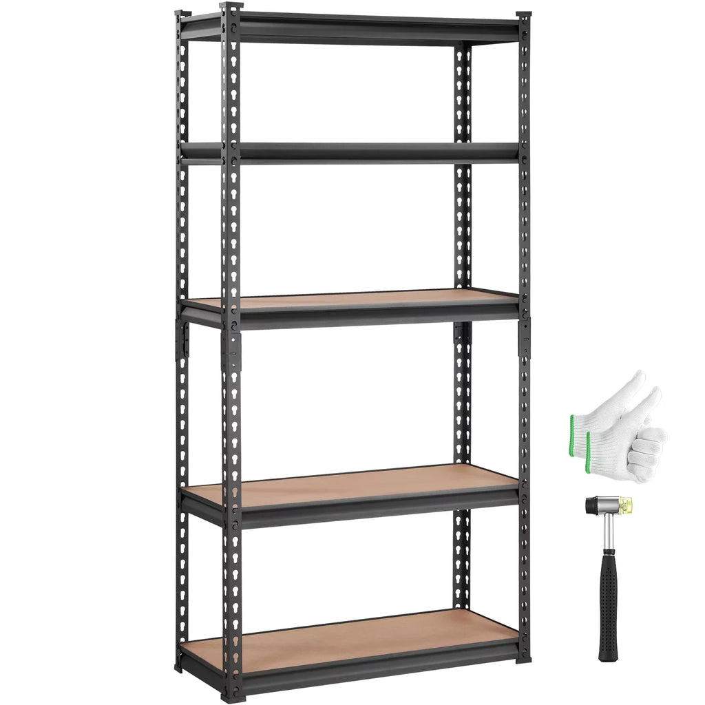 BENTISM 5 Tier Adjustable Heavy Duty Steel Shelving Unit, 12"D x 30"W x 60"H Garage Storage Rack 2000 lbs Load