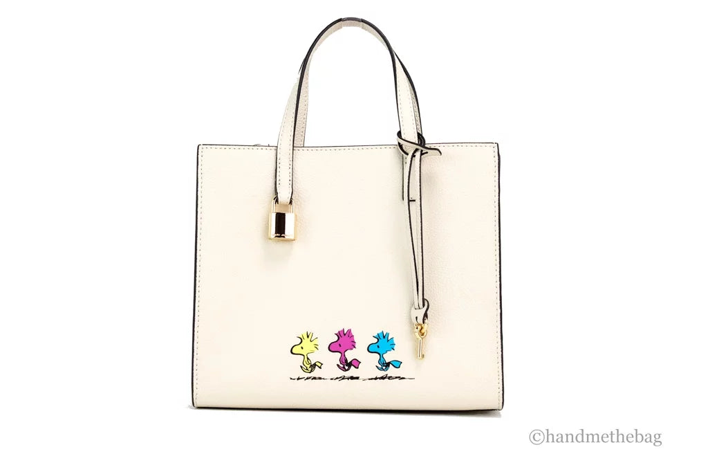 Marc Jacobs X Peanuts Grind Small Ivory Pebble Leather Tote Crossbody Bag