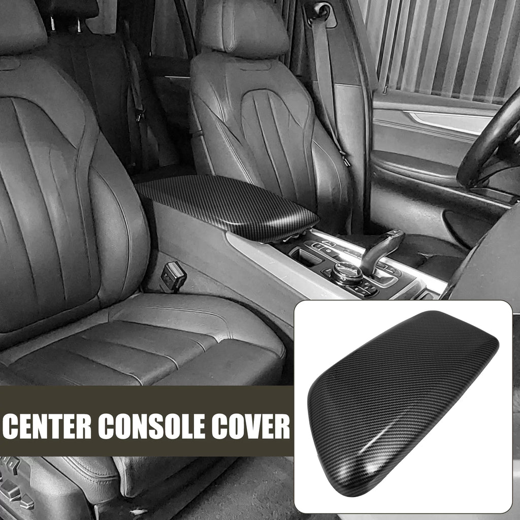 Unique Bargains Car Center Armrest Box Wrap Lid Trim Carbon Fiber Pattern Console Storage Box Protector for BMW F48 F39