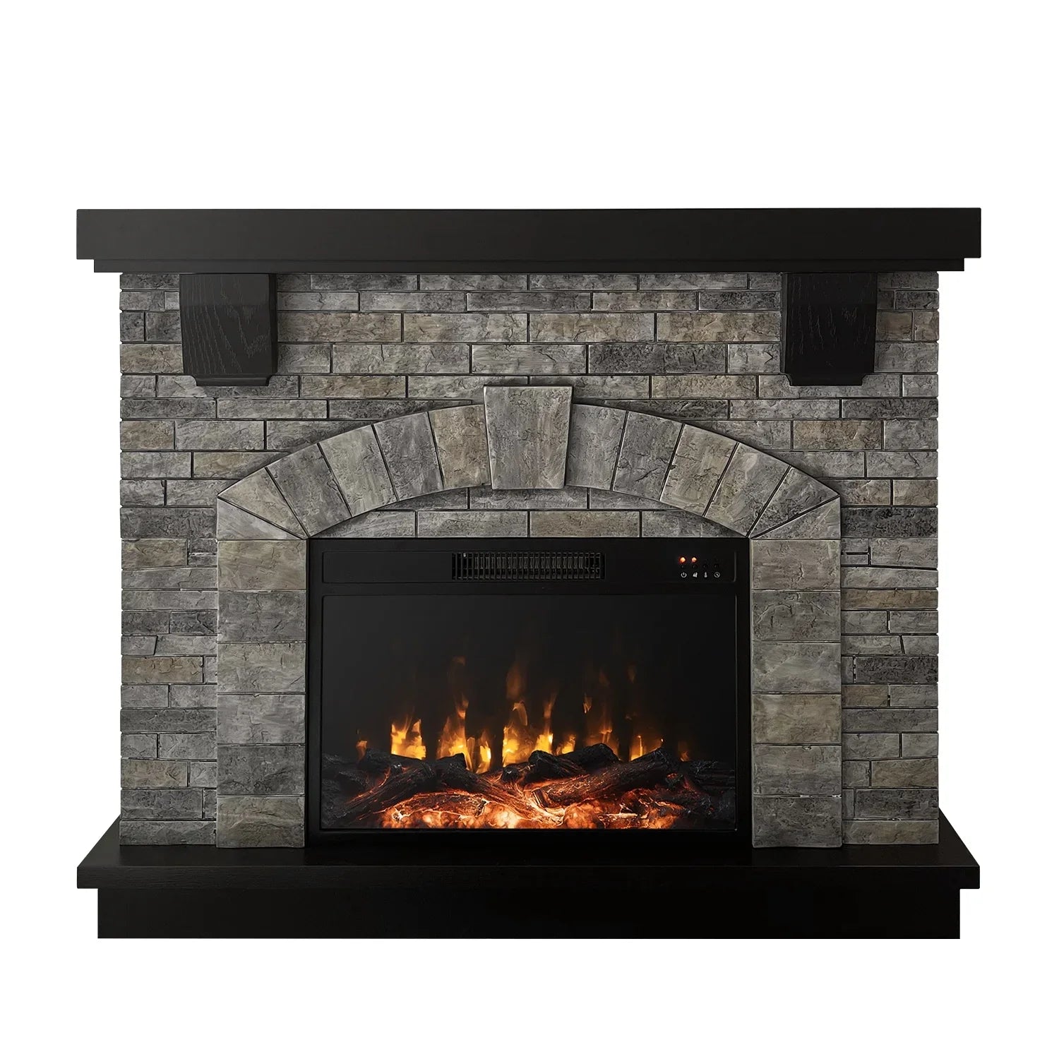 Cloud Mountain 45" Electric Fireplace with Mantel Infrared Freestanding, Gray Stone