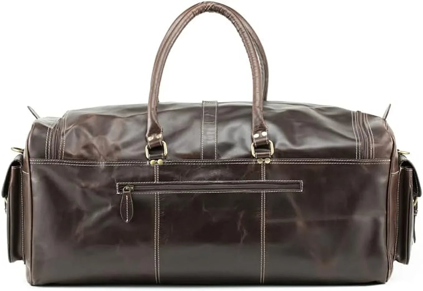 Hulsh Buffalo Leather Duffle Bag for Men 24 inches Top Grain Leather Travel Bag Overnight Weekender Holdall Bag Vintage Classic Style Sports Gym Bag