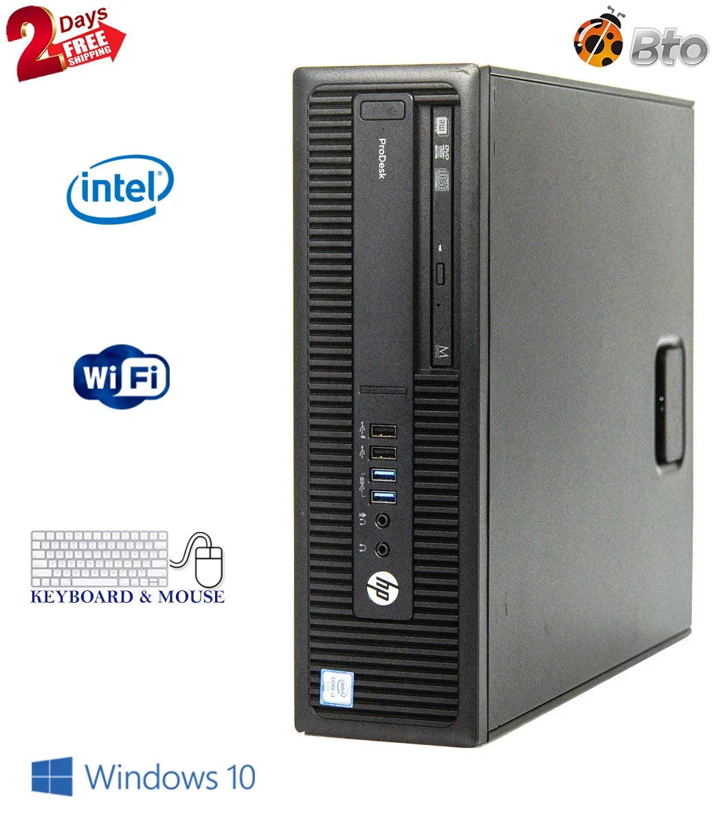 Pre-Owned HP 600 G2 Desktop Computer Pentium G4400 3.3GHz CPU 8GB Ram, 120GB SSD, 1TB HDD, Keyboard & Mouse, WiFi, DVD, Win10 Pro PC (Refurbished)