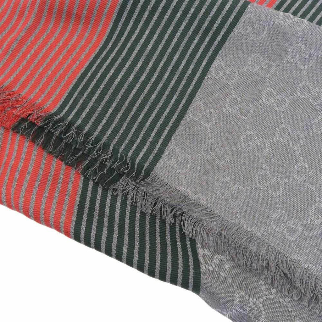Pre-Owned Gucci Men,Women Cotton Silk Stole Gray,Green,Red Color (Good)