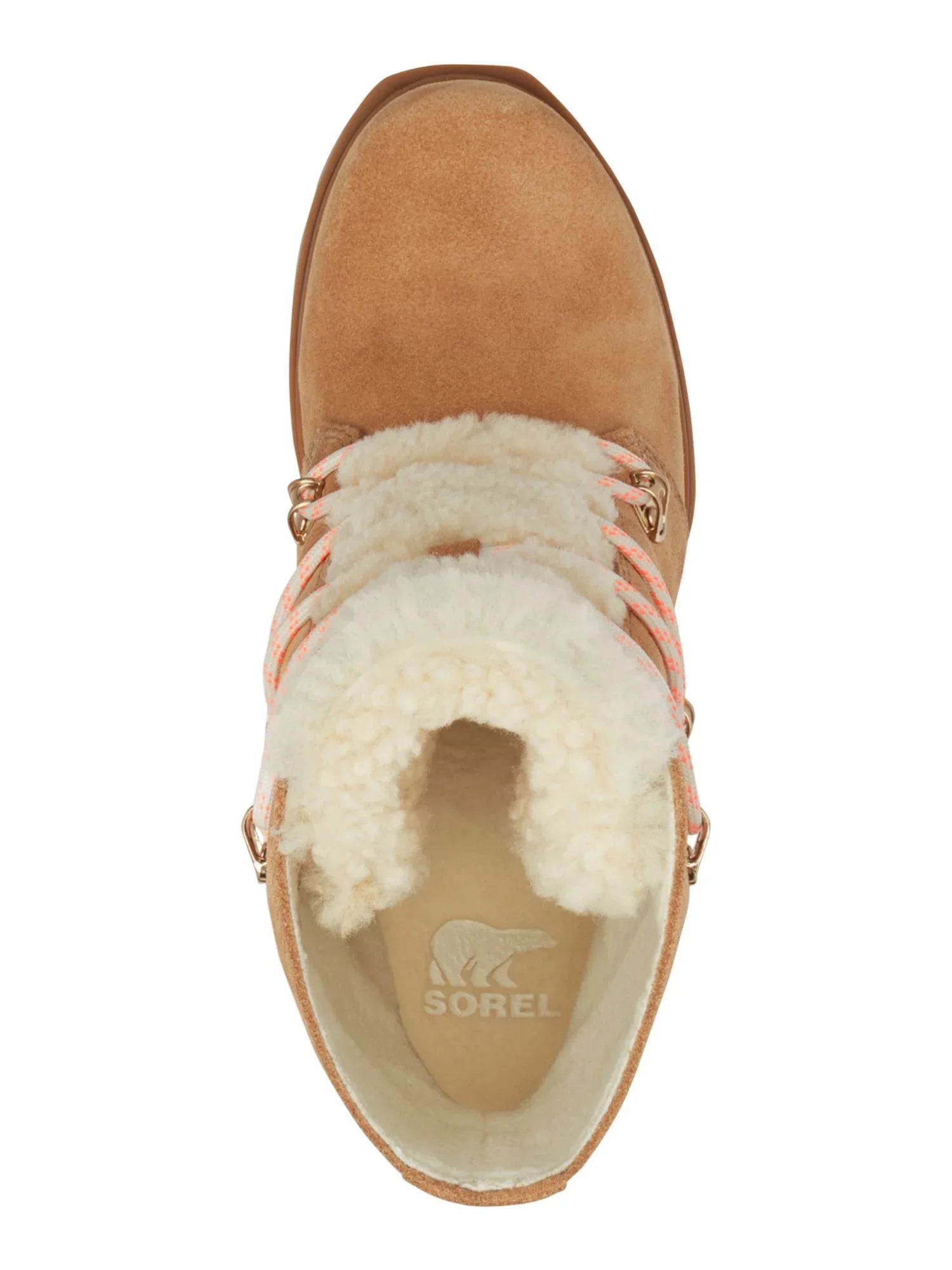 SOREL Womens Beige Shearling Tongue Padded Round Toe Lace-Up Leather Booties 5