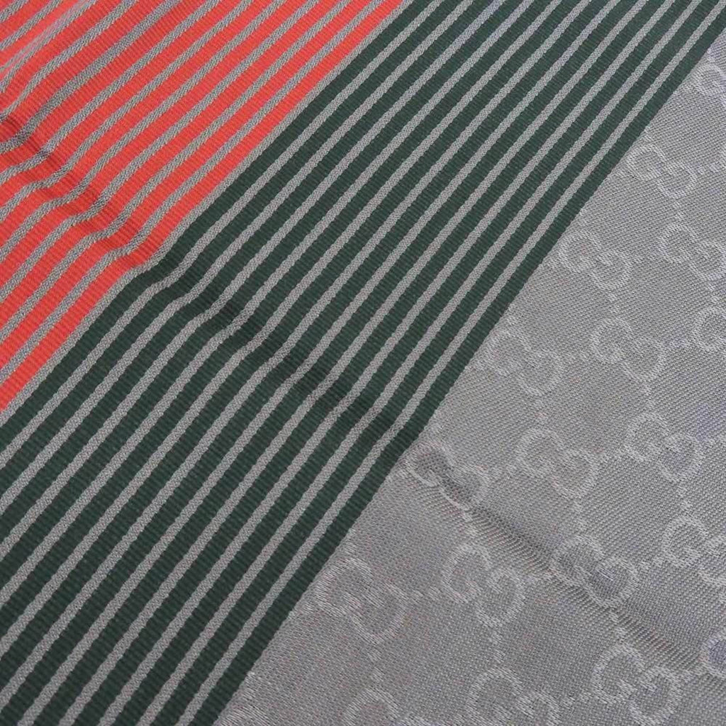 Pre-Owned Gucci Men,Women Cotton Silk Stole Gray,Green,Red Color (Good)