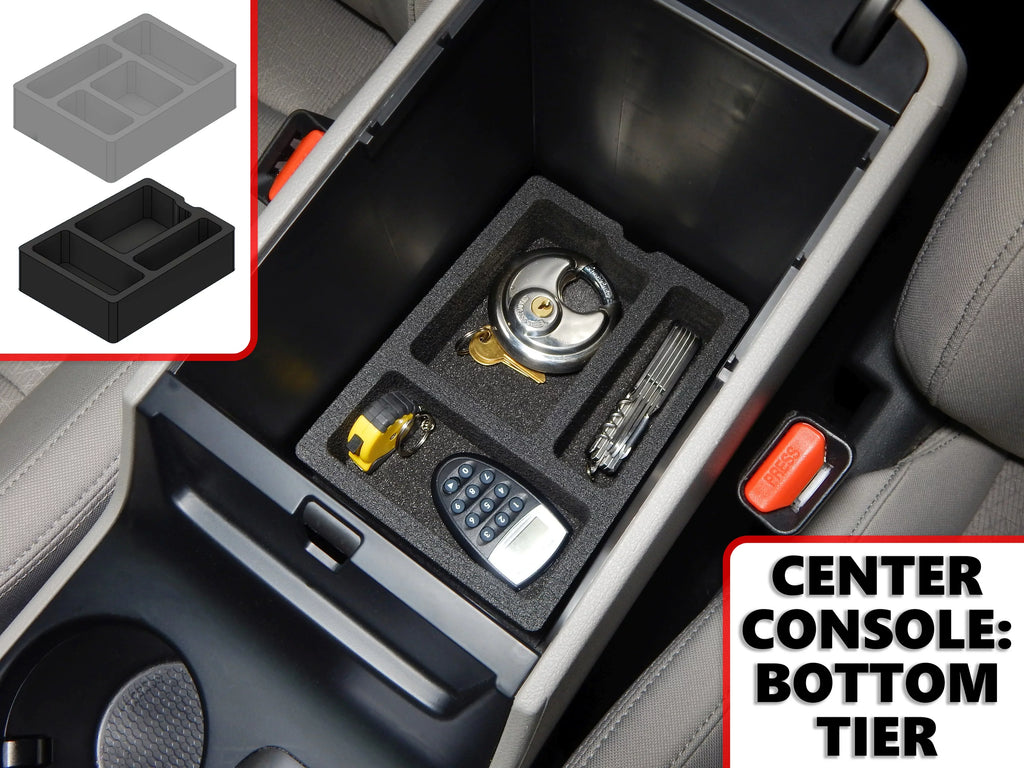 Red Hound Auto Center Console Organizer 2 Piece Stacking Set Vehicle Inserts Suitable with Hyundai Tucson 2016-2019 (Without Hand Brake) Black Anti-Rattle