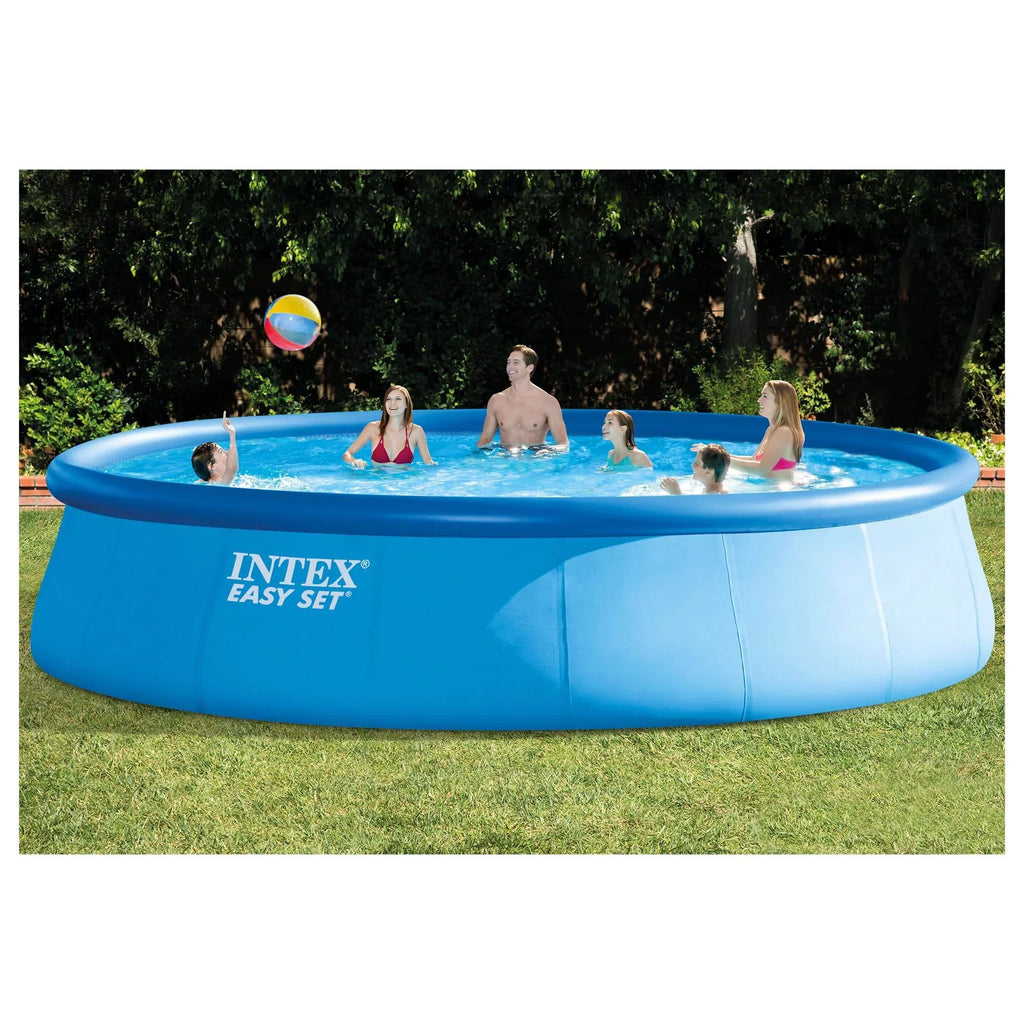 Intex 48in x 18ft Inflatable Round Metal Frame Above Ground Pool with Ladder, Pump & Protection