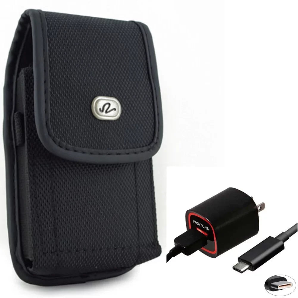 Holster Rugged Case Belt Clip w USB Cable 2.4A Home Charger for Samsung Galaxy Protection Pro S9 Plus S8 Plus S22 Plus S10 Plus FieldPro S21 FE 5G A53 5G A52 5G A51 5G A50 A33 5G A30s A20