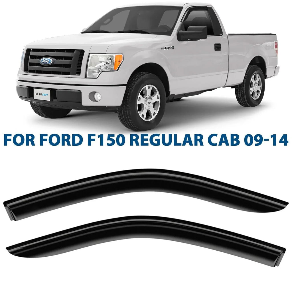 CLIM ART Incredibly Strong Rain Guards for Ford F150 2009-2014 Regular Cab, SuperCrew, SuperCab, Tape-on Window Deflectors, Vent Deflector, Vent Window Visors for cars, Truck Accessories 2 pcs-209008