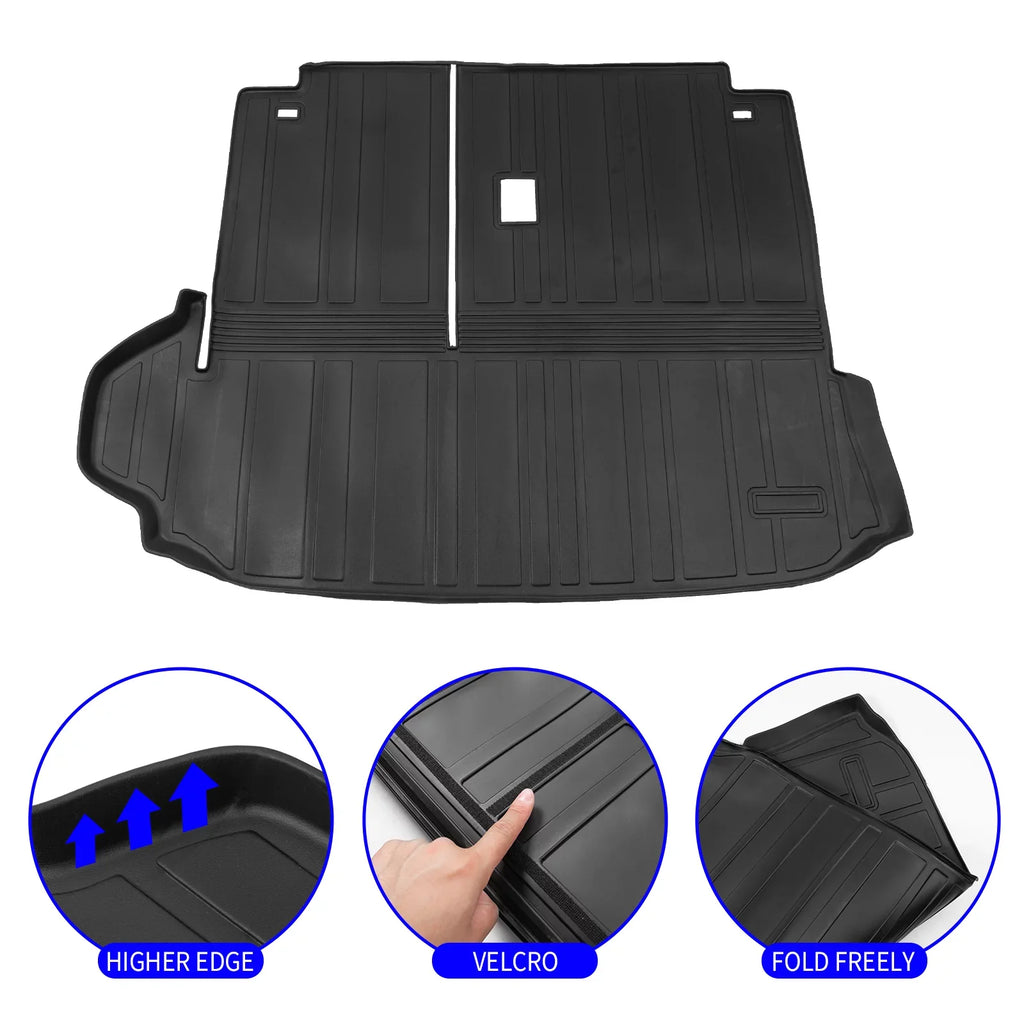 Cargo Mat Fitting with 2020-2024 Toyota Highlander Trunk Mat Cargo Liner TPE Back Seat Wrap Protector 2022 7 Seats Highlander Accessories (2020-2023, Trunk Mat with Backrest Mat)