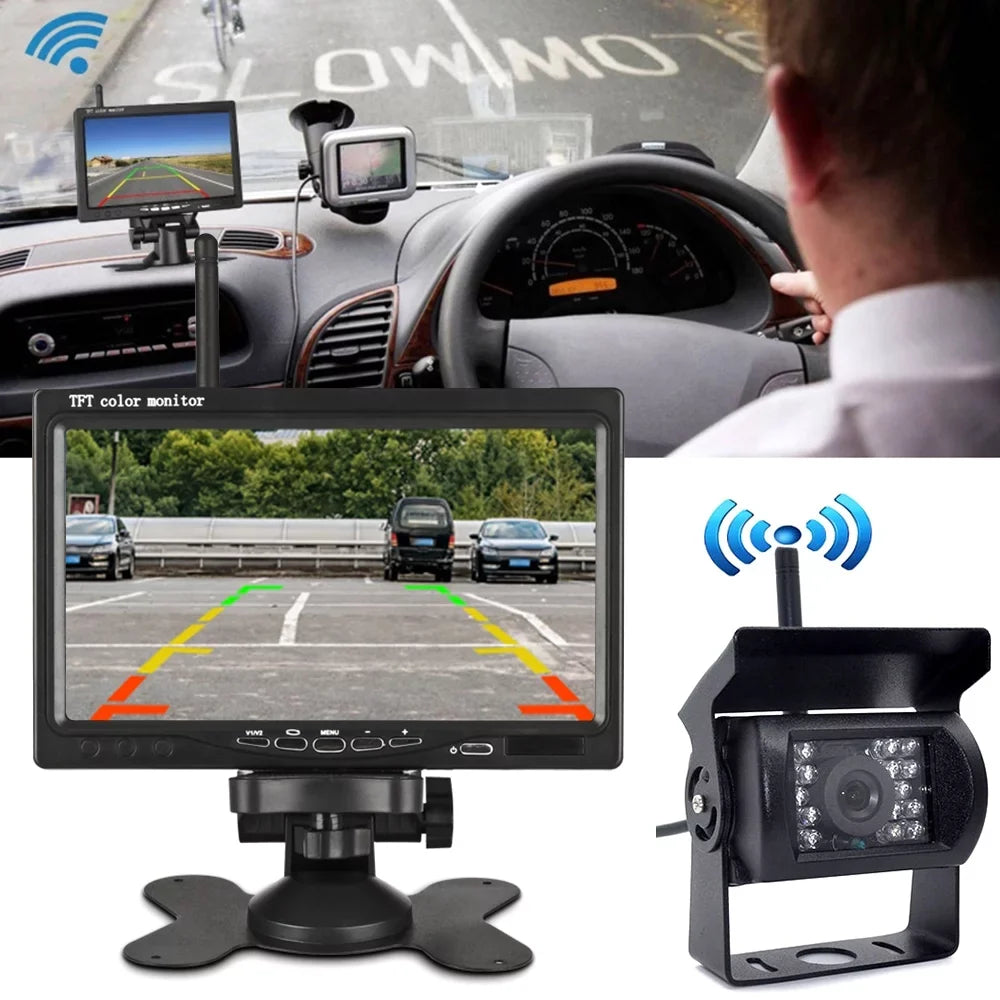 Willstar 7 Inch Car Monitor Car Monitor Wireless Parking Assist Lcd Display Truck Rear Camera Truck Engineering Vehicle Visualizer Car Navigation Front Rear Monitor Night Vision Function