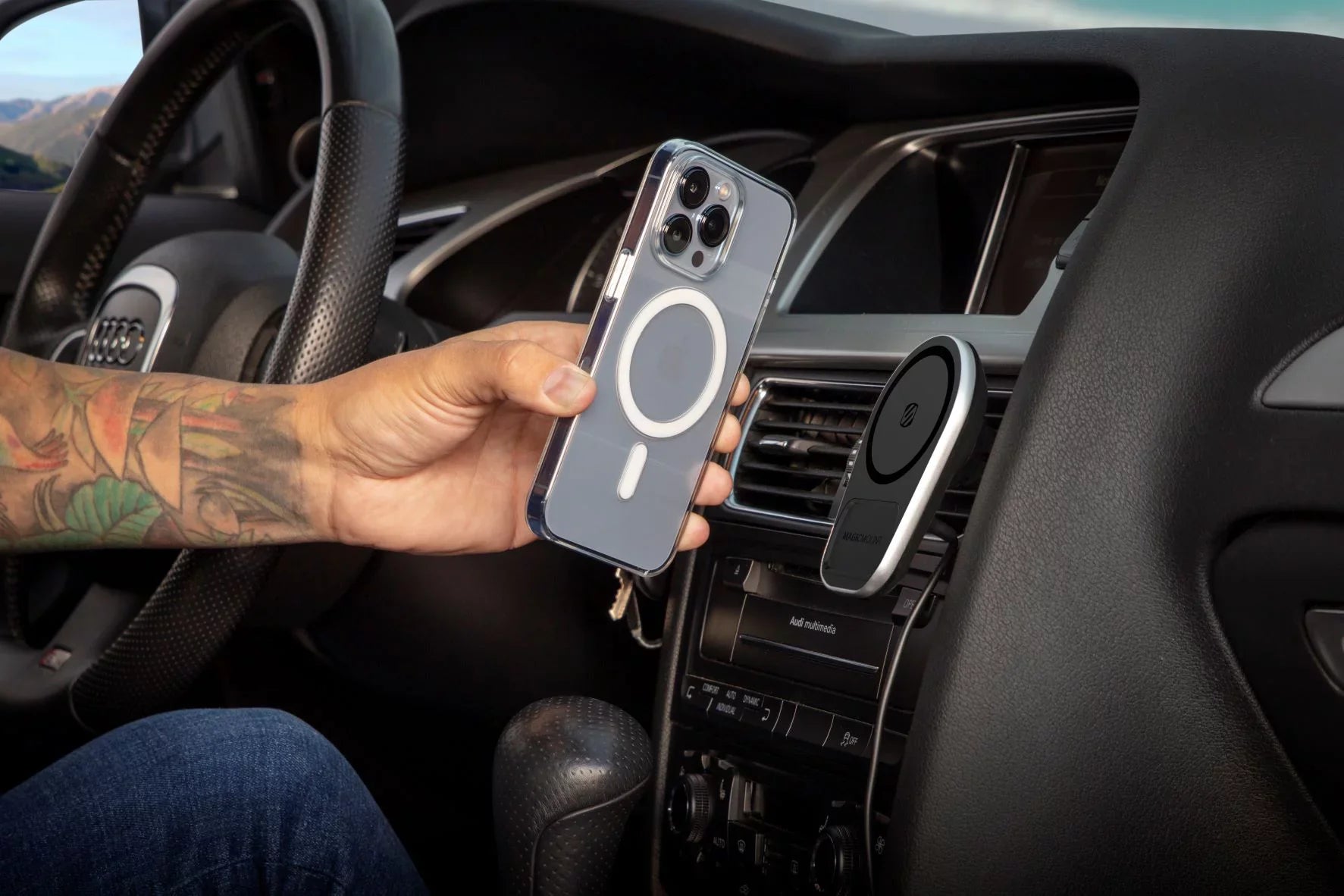 Scosche MPQ5DV-SP1 Dash/Vent Magnetic Wireless Charging Mount Suitable W/ MagSafe iPhone, Galaxy
