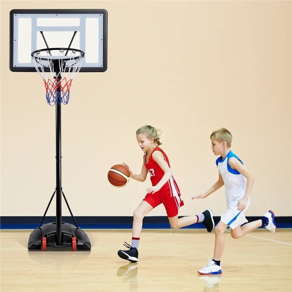 Renwick Portable Junior Basketball System Up to 8.2 Ft. for Kids, Junior and Youth for Indoor and Outdoor with Wheels