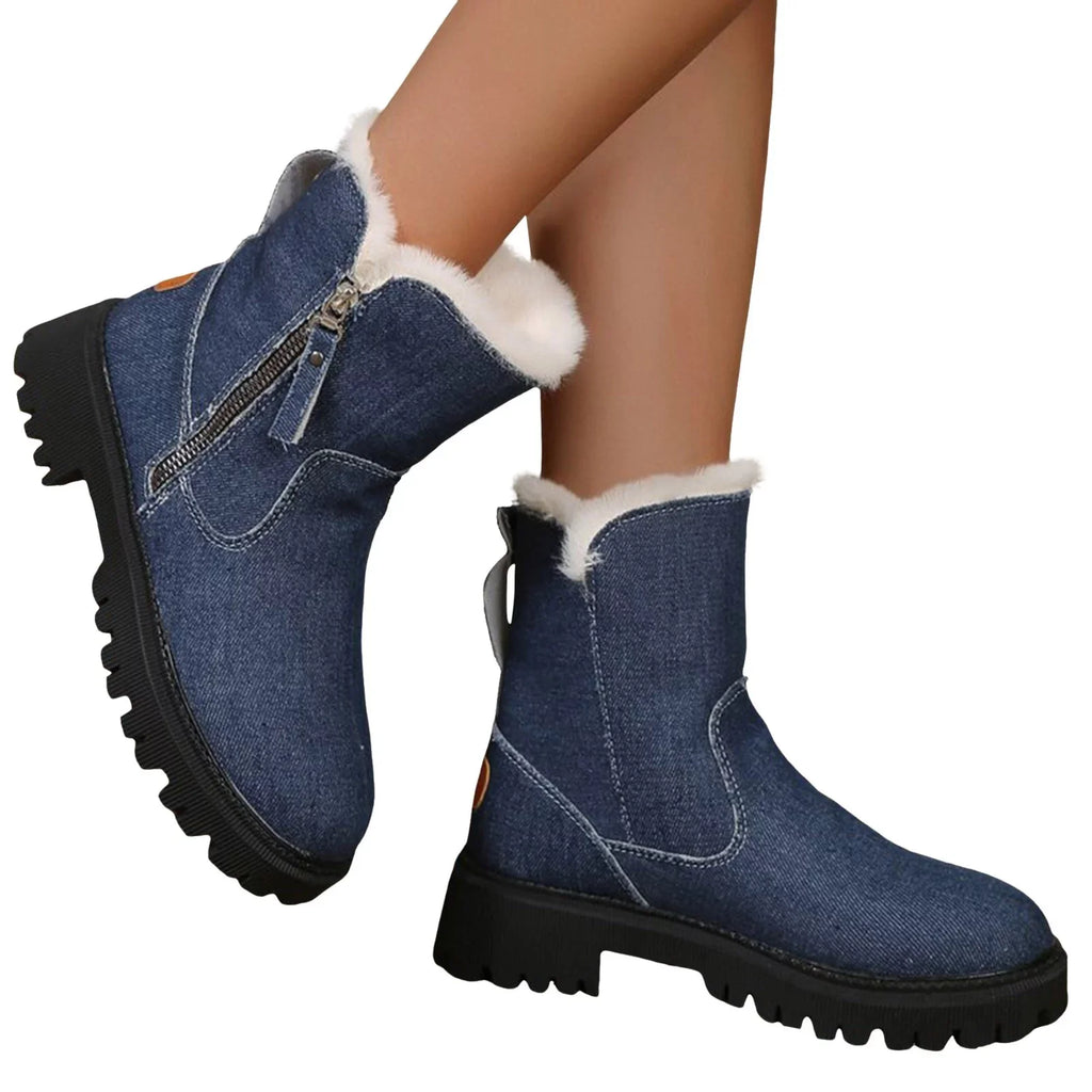 Snow Boots for Women Shoes Winter Ankle Booties Snow Boots For Women In Winter New Mid Length Plush And Thick Insulation Cotton Shoes Leather And Integrated Winter