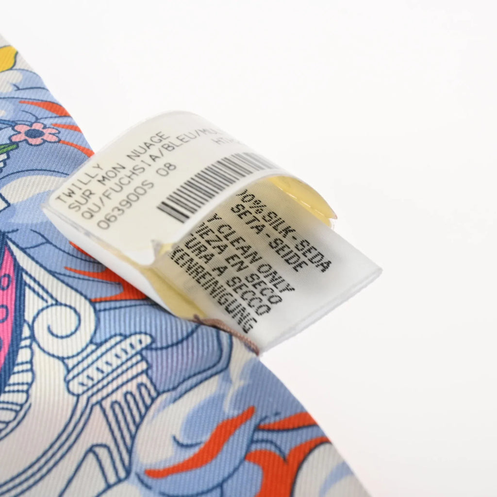 Pre-Owned HERMES Twilly SUR MON NUAGE Pink/Multicolor 063900S Women's 100% Silk Scarf Muffler (Good)