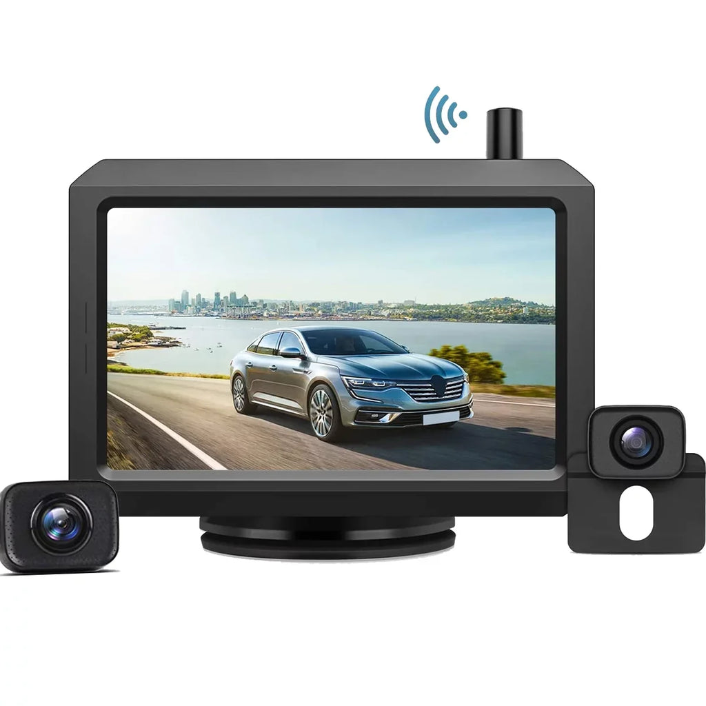 K7 Pro HD Wireless Backup Camera Kit with Dual Camera, 5″ TFT-LCD HD Monitor and Waterproof Rear View Camera for Car, SUV, Van, Mini RV, Pickup