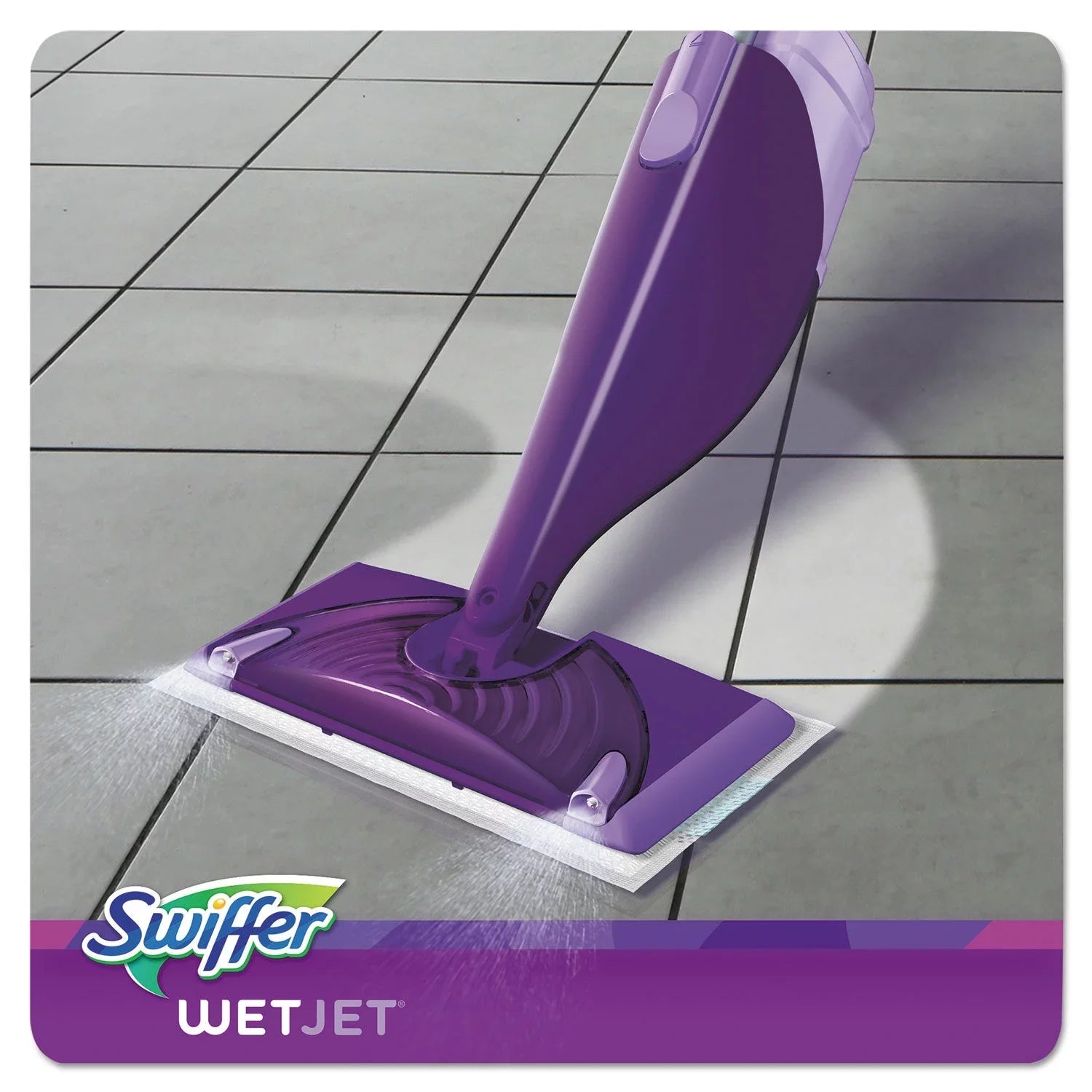 Swiffer WetJet Mop 11 x 5 White Cloth Head, 46" Purple/Silver Aluminum/Plastic Handle, 2/Carton