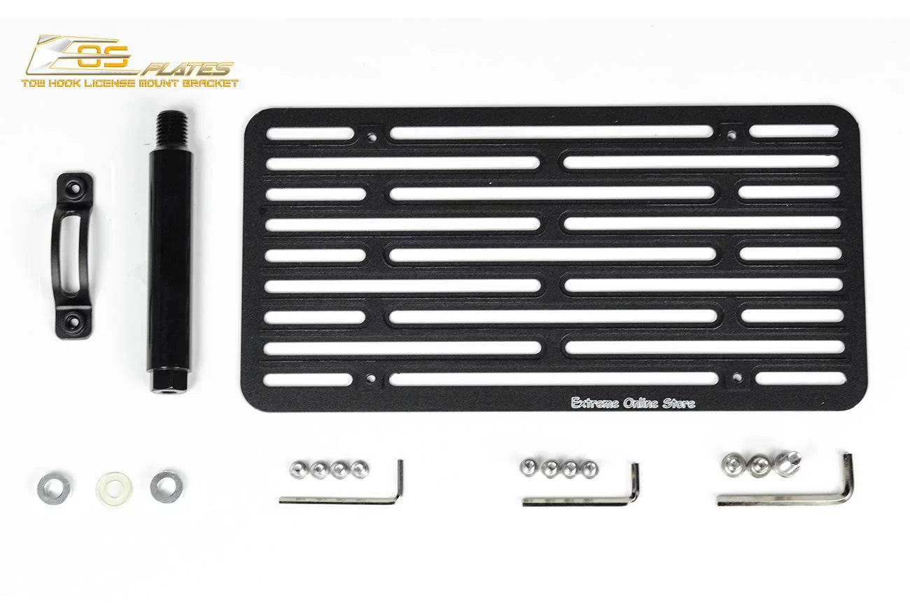 Extreme Online Store Replacement for 2009-2015 Mazda Miata NC | EOS Plate Version 2 Full Sized Front Bumper Tow Hook License Relocator Mount Bracket Tow-230-V2