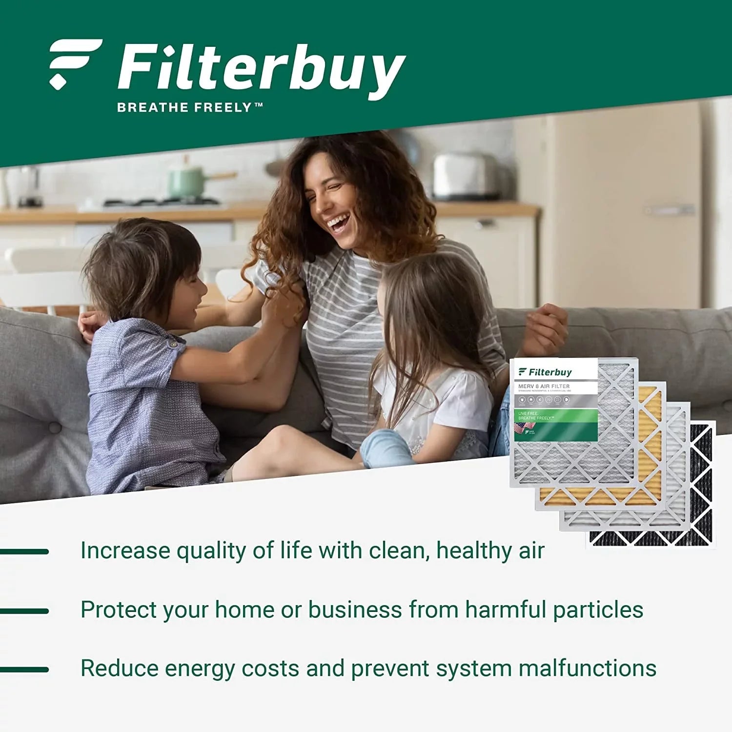 Filterbuy 16x30x4 MERV 13 Pleated HVAC AC Furnace Air Filters (6-Pack)