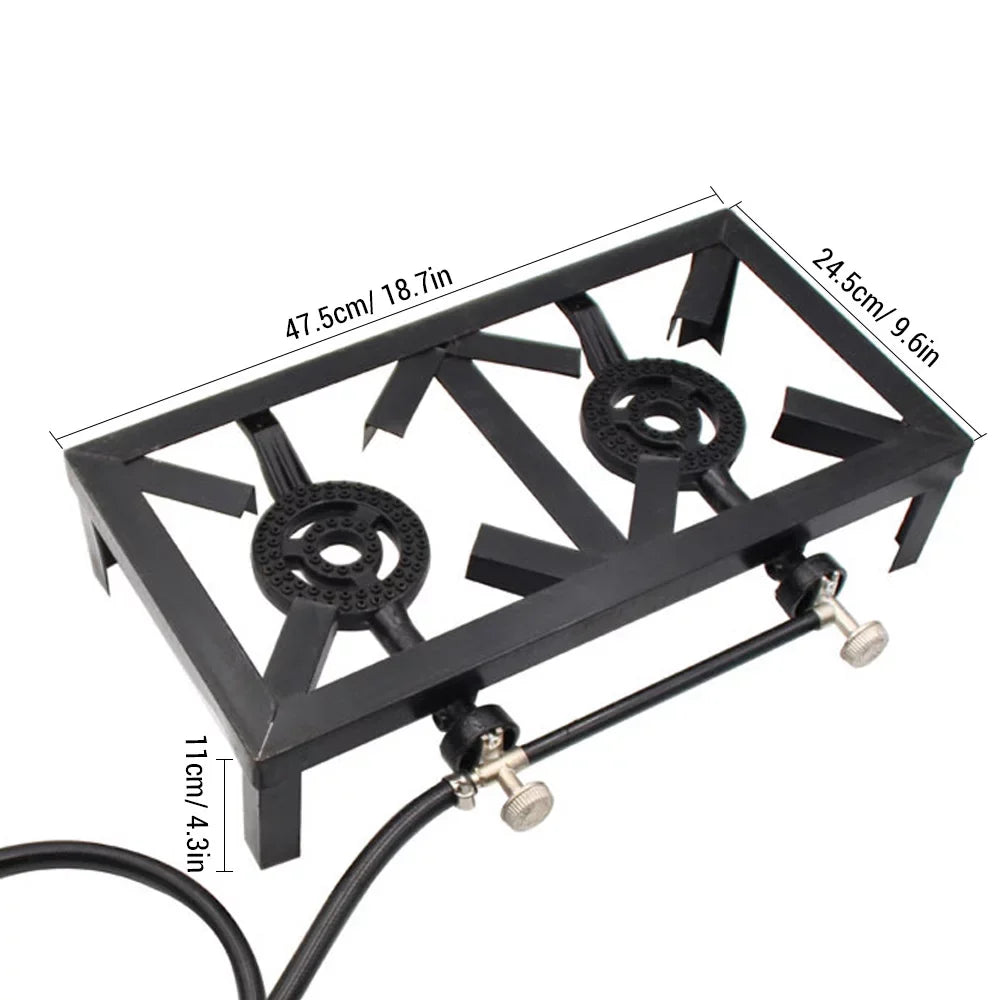 Anself Propane Gas Double Cast Iron Stove for Patio Camping BBQ Cooking (Standard), Resilient and Reliable Furnace for Cooking Needs