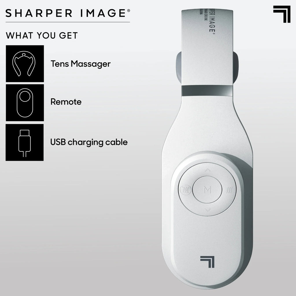 Sharper Image® Neck Tens Muscle Stimulator with Soothing Heat & Wireless Remote, Pain Relief Therapy With 3 Massage Modes & 15 Intensity Levels, USB Rechargeable, 4 Hour Battery Life