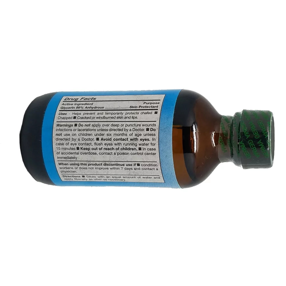 Germa Vegetable Glycerin. Natural Skin Moisturizer and Emollient. Treatment for Dry Skin and Lips. 2 oz. Pack of 6