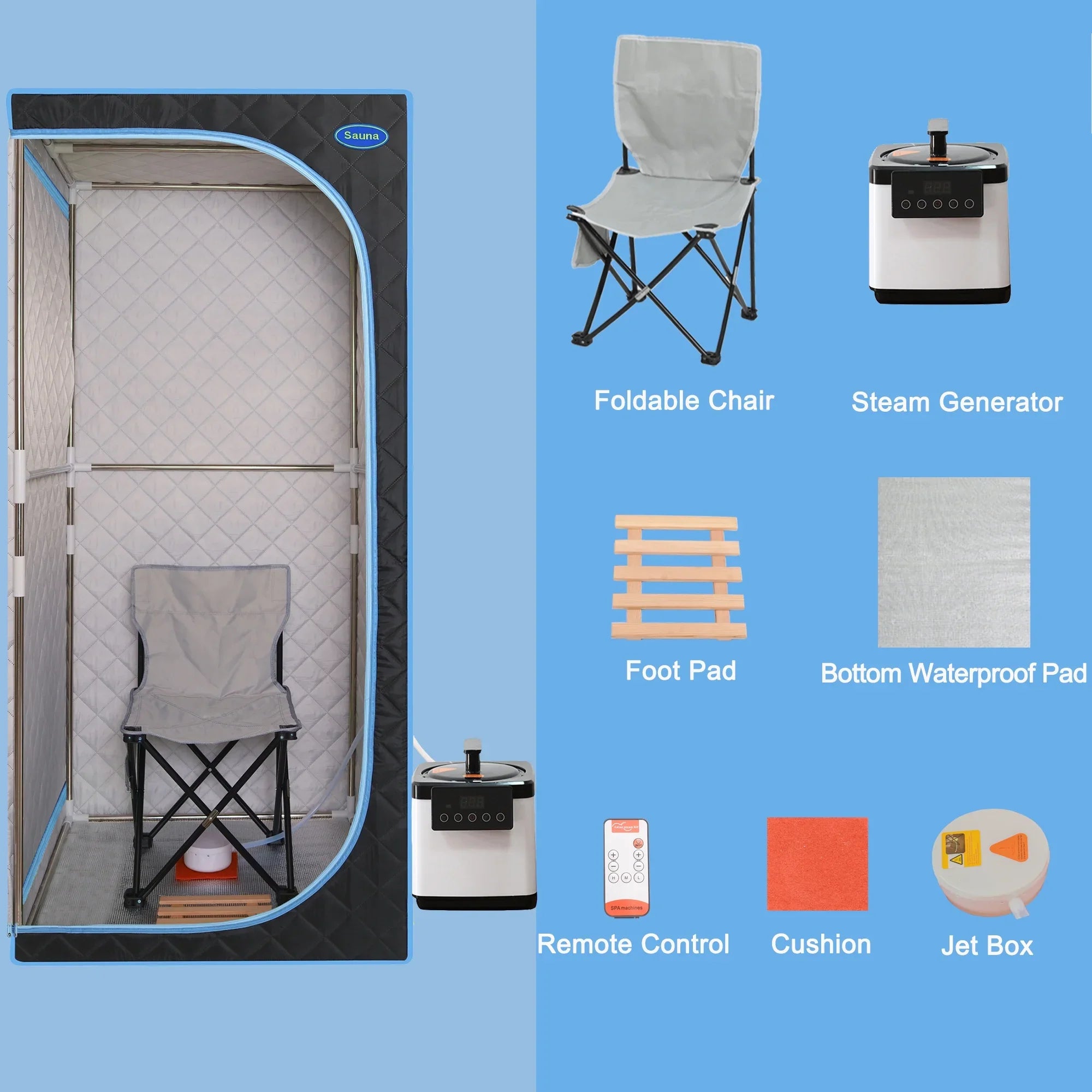 Cheelom Home Sauna，Portable Full Body Steam Sauna Tent Box Spa With Sauna black
