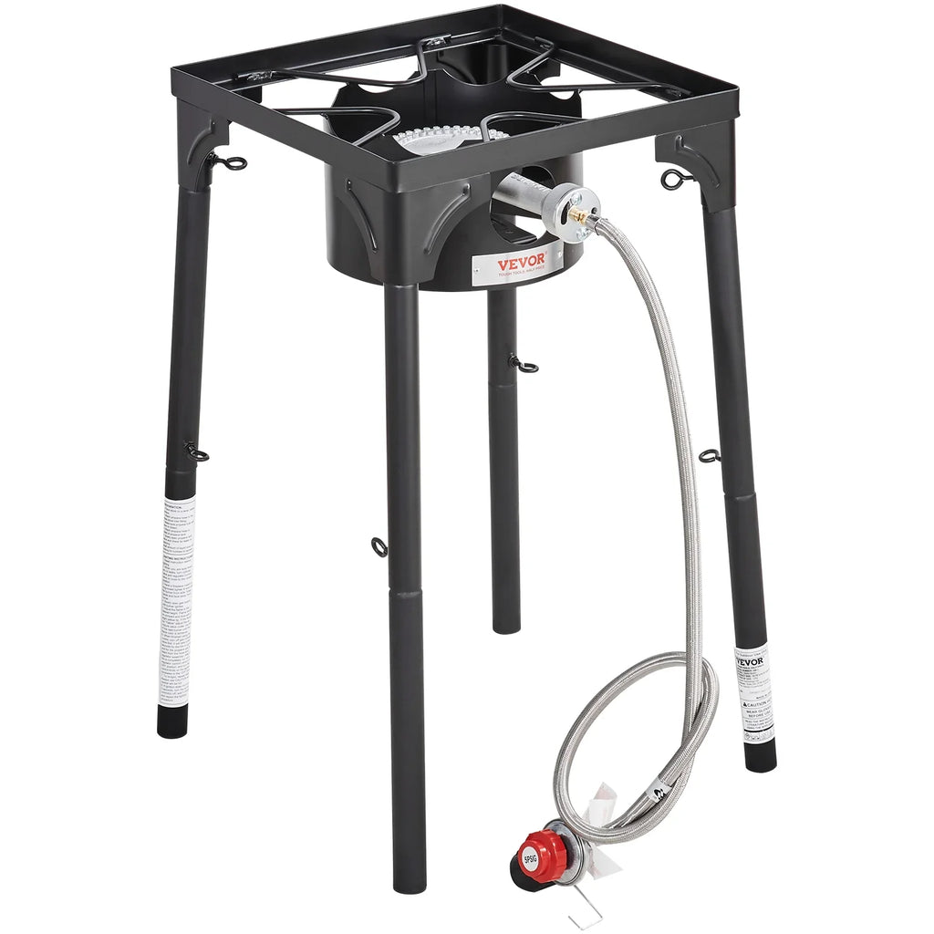 SKYSHALO Single Burner Outdoor Camping Stove Cooking Stove Portable BBQ Gas Cooker Heavy Duty Gas Cooker w/Detachable Legs Stand & Adjustable PSI Regulator, Propane Burners 30000BTU