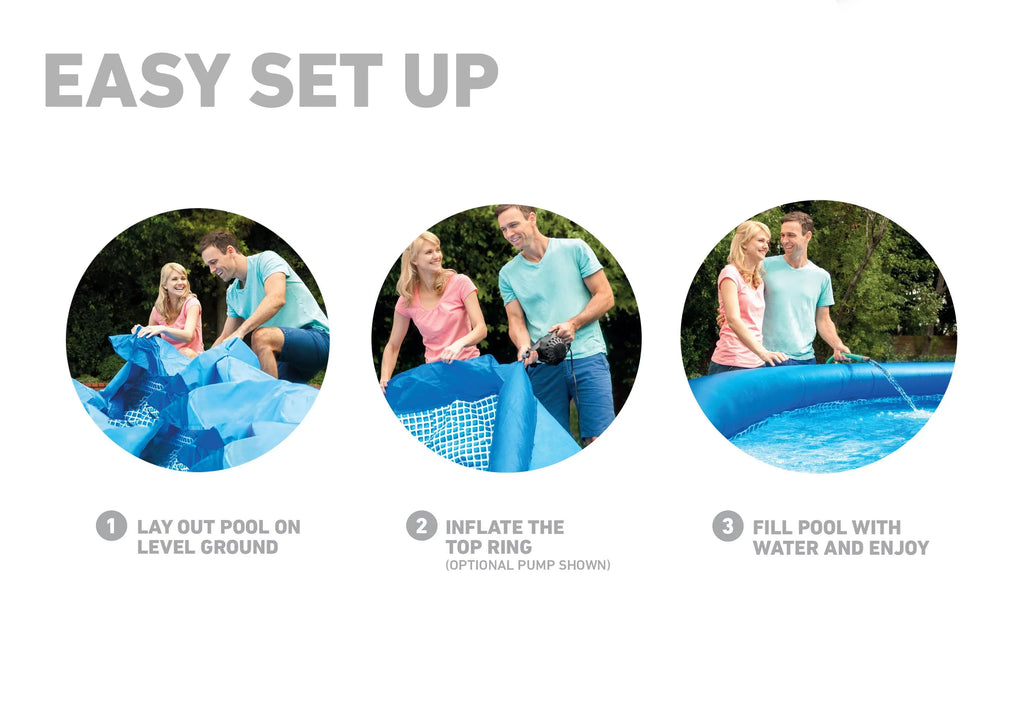 Intex 48in x 18ft Inflatable Round Metal Frame Above Ground Pool with Ladder, Pump & Protection