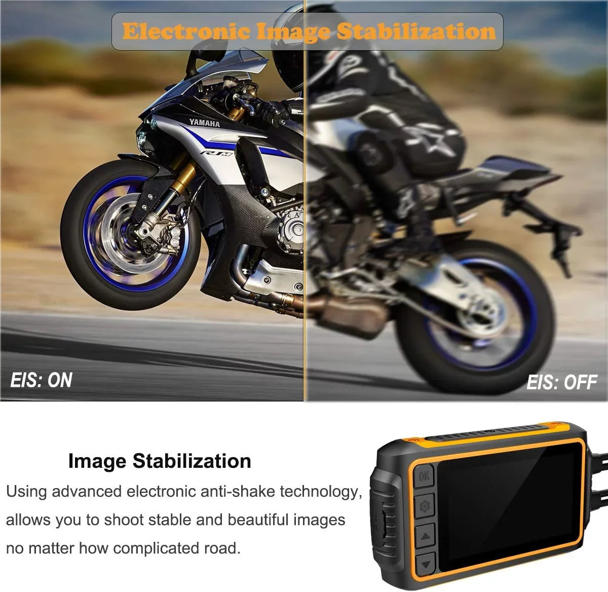 ZOMFOM Dash Cam Waterproof Recording Camera for Motorcycle, 3'' LCD Front and Rear FHD 1080P Waterproof Lens Wide Angle 150° with Wi-Fi, GPS, Wired Control, EIS and G-Sensor, Max up to 256GB