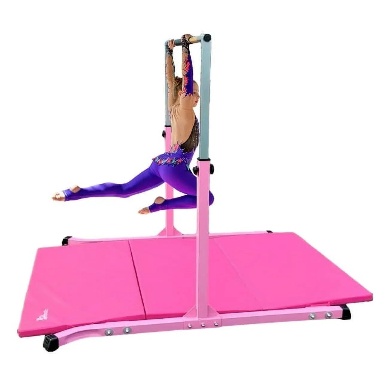 5 Star-TD Pink Gymnastic Kip Bar for Kids, Adjustable 3-5 FT, Heavy-Duty Home Gym Training Equipment