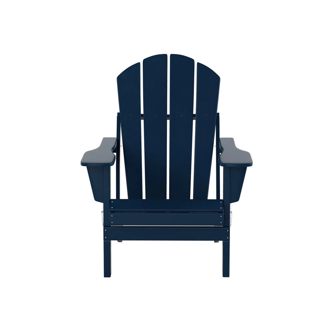 EXTRA PLATINUM Classic Outdoor Patio Folding Poly Adirondack Chairs (Set of 4), Navy Blue