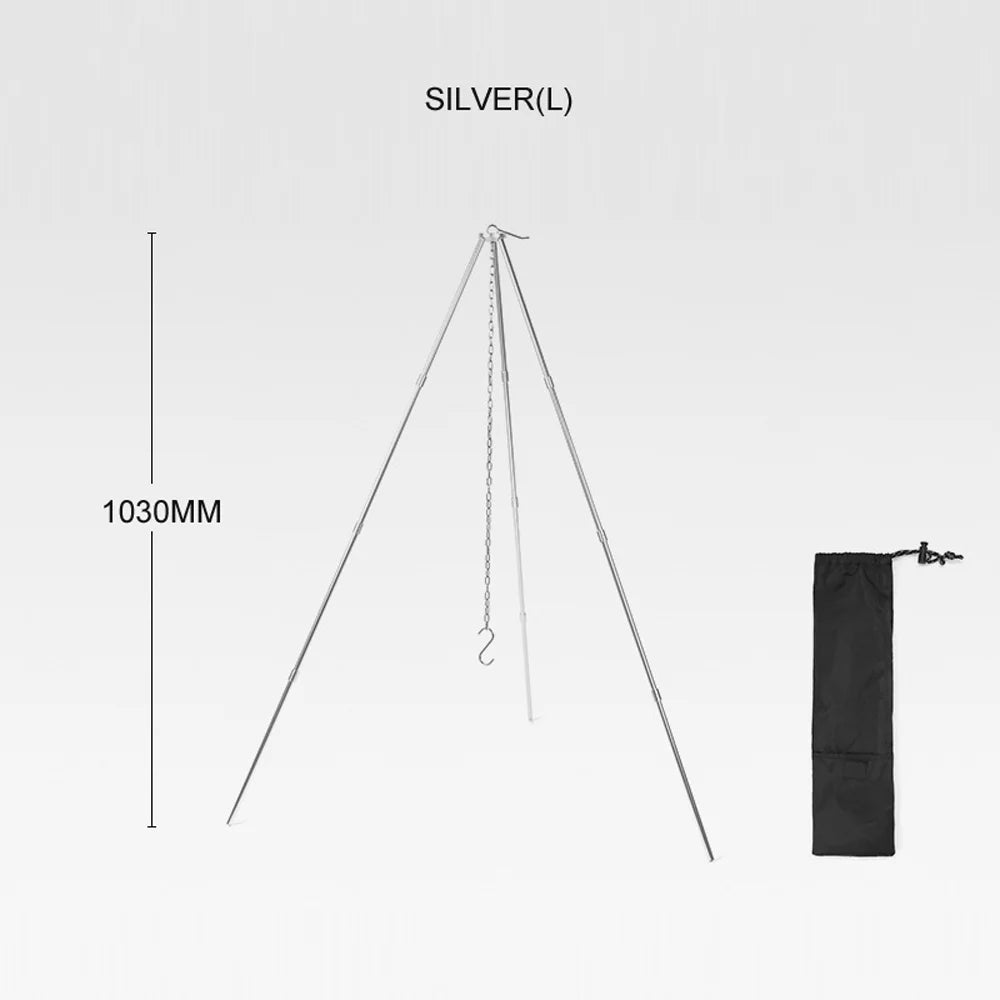 Dazzduo Tripod, Radirus Campfire Portable Outdoor Rack Camping Aibecy for - Folding Bracket Walmeck Tripod Aluminum Bonfire Stand BBQ Foldable BUZHI Detachable Hung Picnic and Pot Alloy Htovila