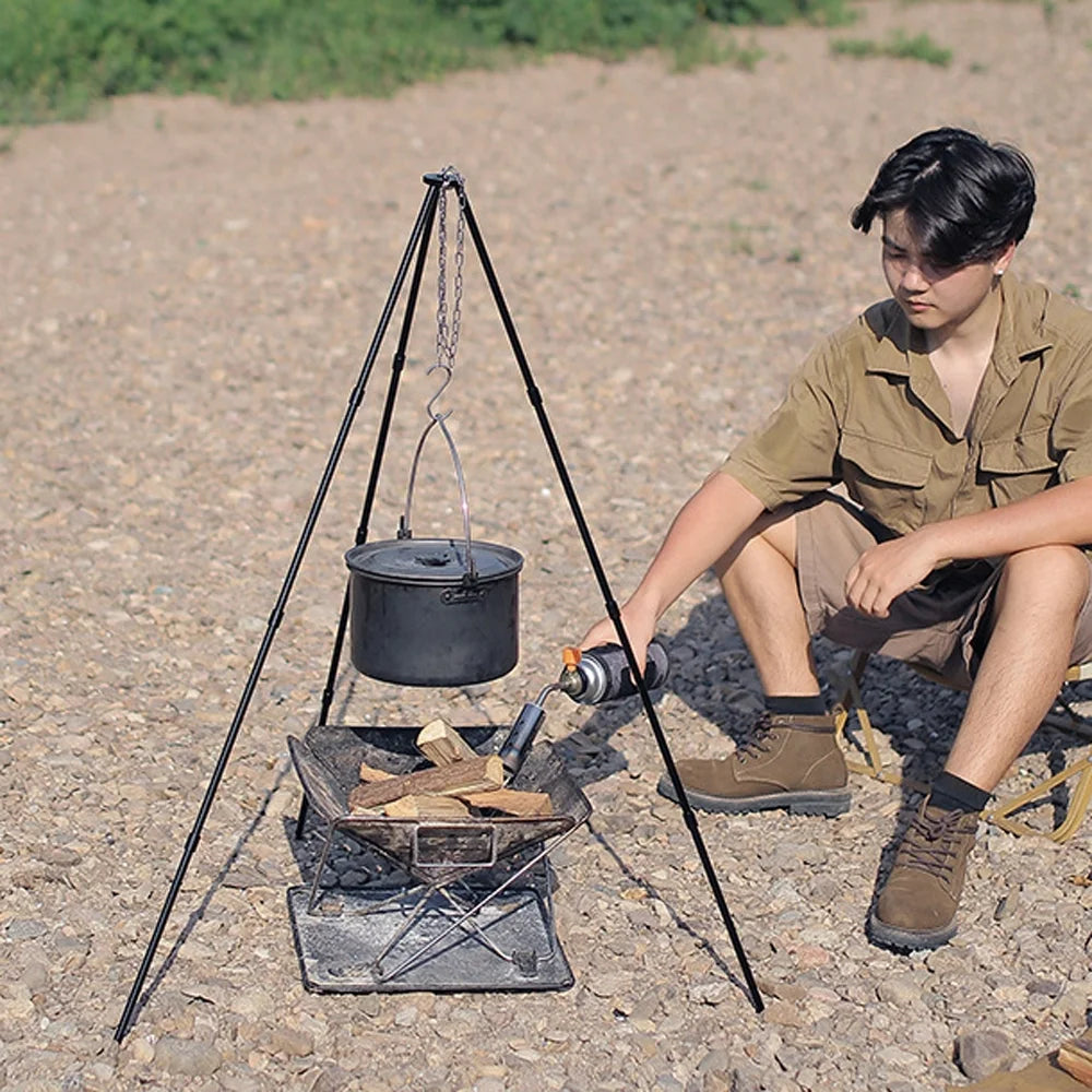 Dazzduo Tripod, Radirus Campfire Portable Outdoor Rack Camping Aibecy for - Folding Bracket Walmeck Tripod Aluminum Bonfire Stand BBQ Foldable BUZHI Detachable Hung Picnic and Pot Alloy Htovila