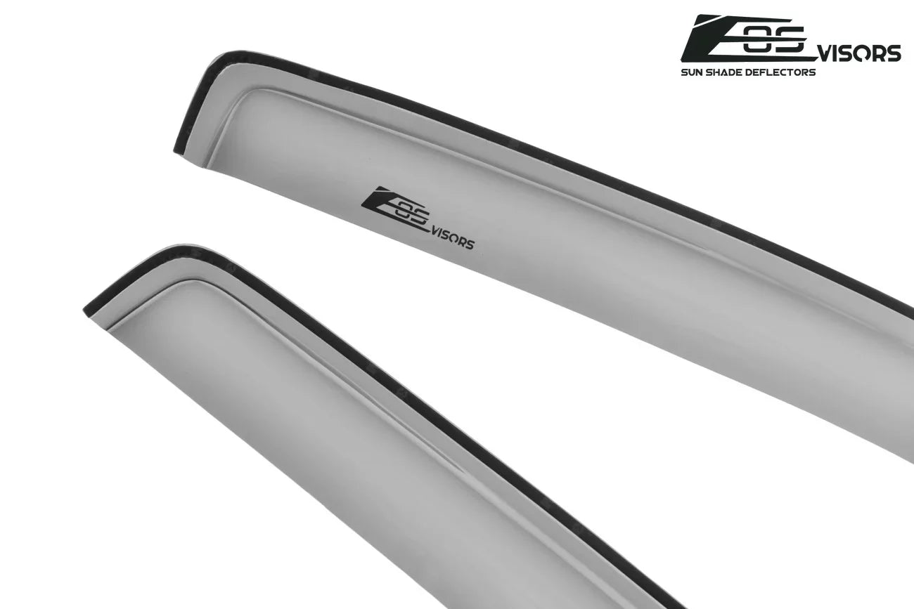 Extreme Online Store Fits ALL 2014-2018 Chevrolet Silverado 1500 Crew Cab Models | EOS Visors IN-CHANNEL Style SMOKE TINTED Side Vents Window Deflectors Rain Guards
