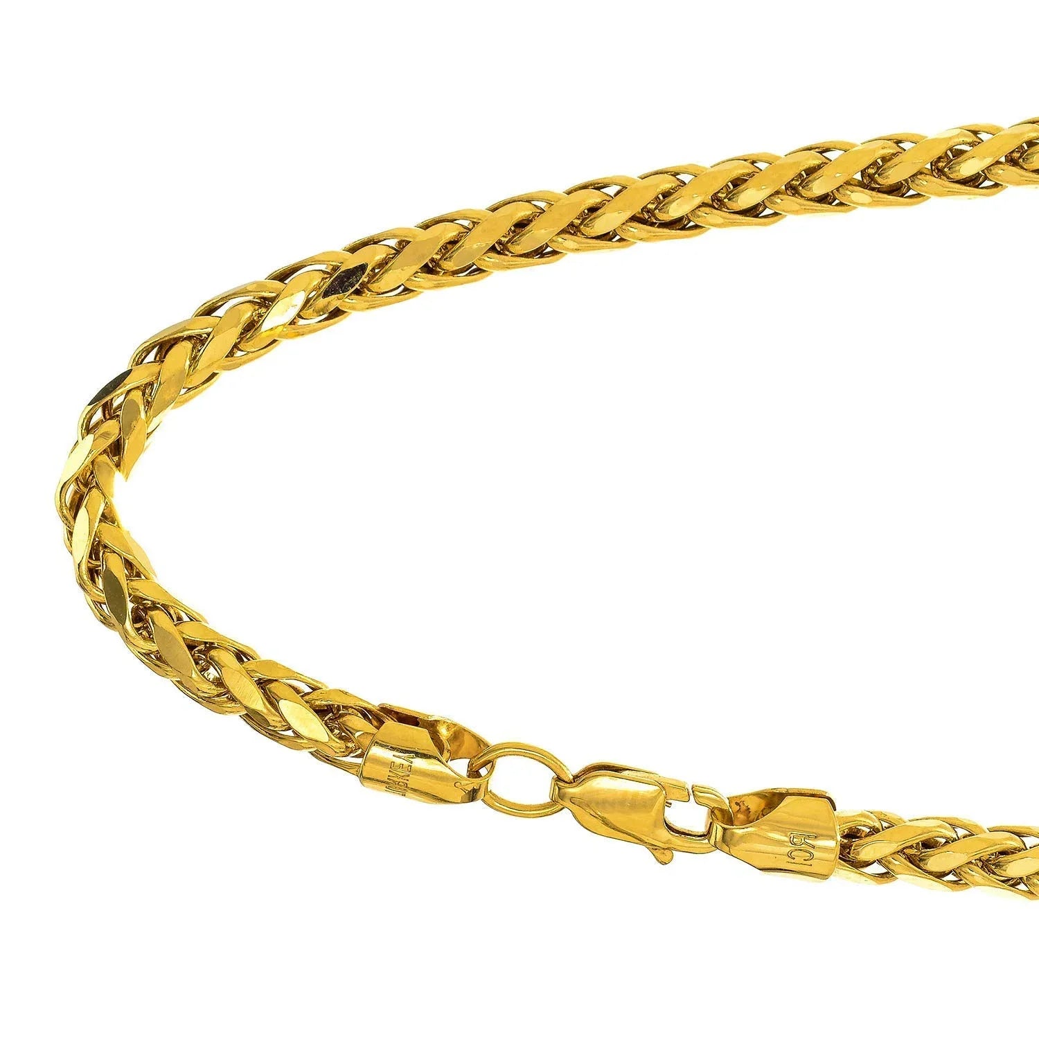 JewelStop 14k Semi-Solid Yellow Gold 4.1mm Diamond-Cut Lite Franco Bracelet, Lobster Claw- 8 Inches, 5.6gr.
