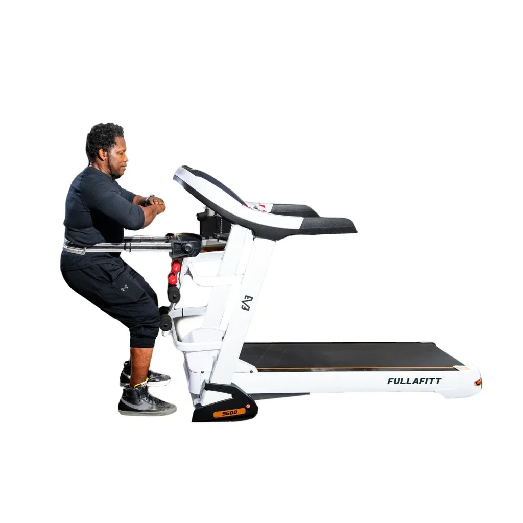 World Best Folding Treadmill by FULLAFITT, 4.5HP, Massage Belt, Wide LED Monitor, Bluetooth, Speakers, Preset Programs, Pulse Grip, Pressure Free Running Board