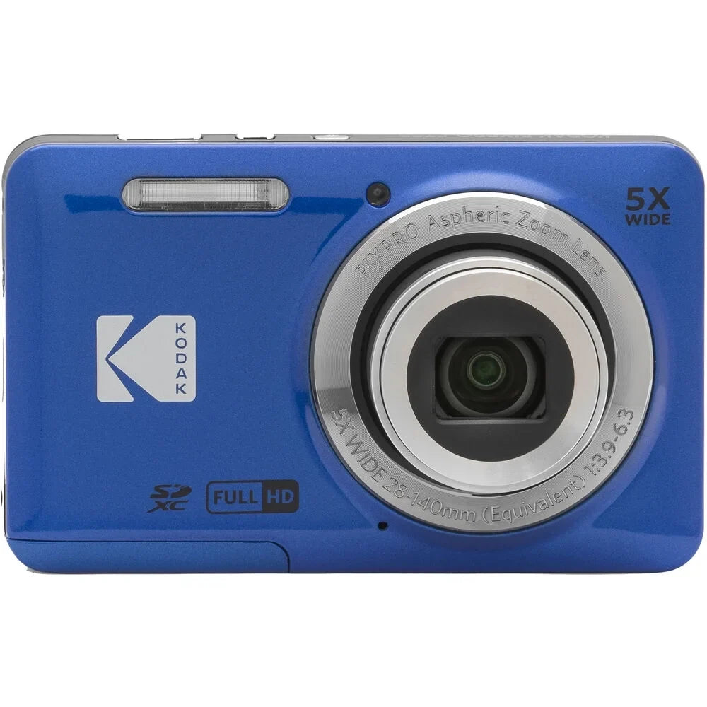 Kodak PIXPRO FZ55 Digital Camera (Blue) + Extra Battery +Tripod + 1 Yr Warranty -64GB Kit
