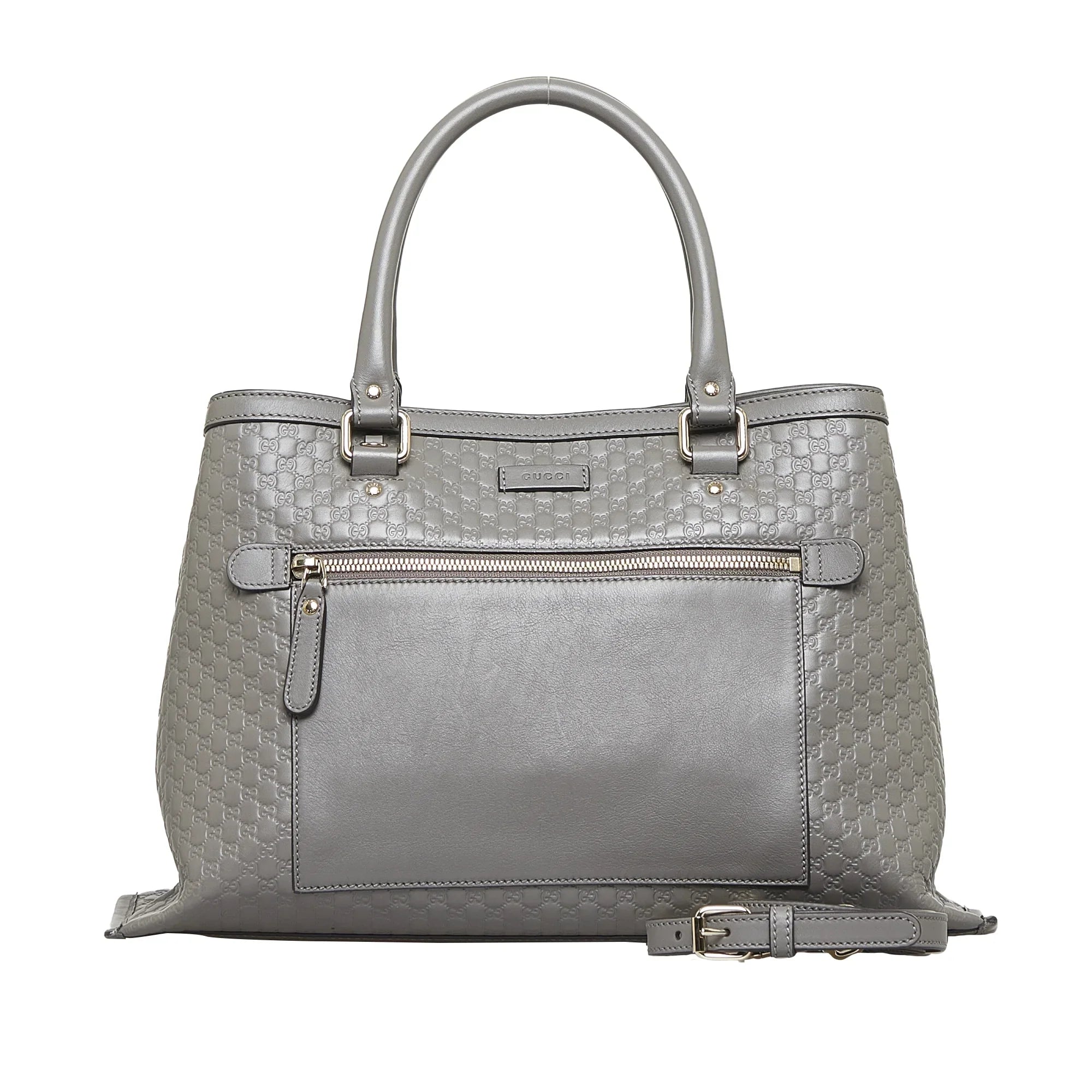 Pre-Owned Authenticated Gucci Microguccissima Satchel Calf Leather Gray Unisex (Good)